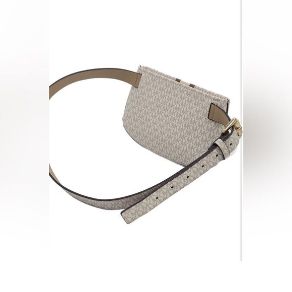 **"Michael Kors Jet Set Logo Stripe Waist Bag – Classic Beige/Brown"** - Picture 2 of 10